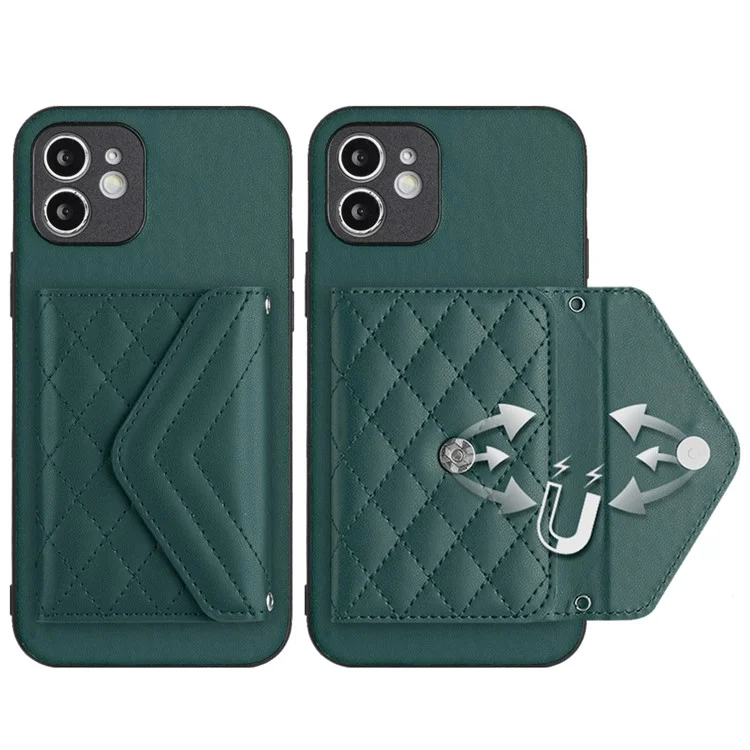 YB Leather Coating Series-8 Per iPhone 11 RFID Blocking Phone Case Card Holder Kickstand Cover - Verde