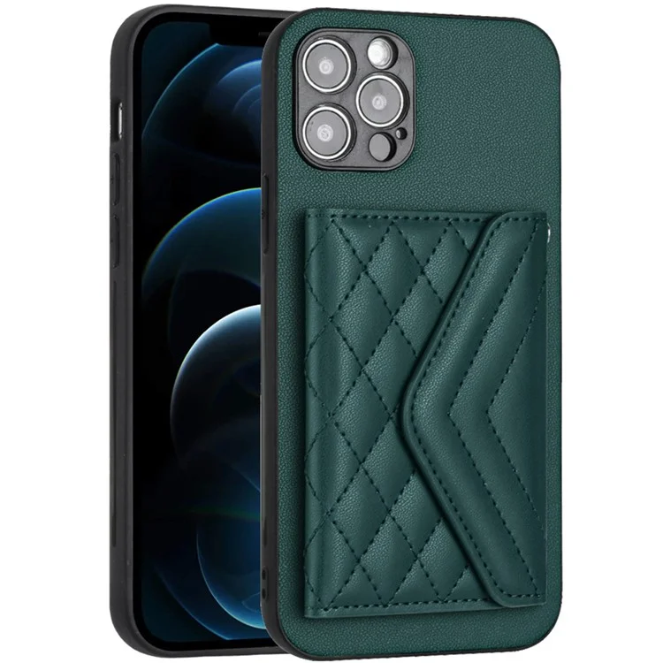 Серия покрытий YB Leather для iPhone 12 Pro Max 6.7 дюйма RFID Blocking Cover Card Holder Smartphone Case - Зеленый