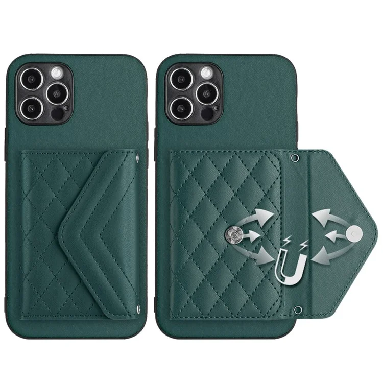Серия покрытий YB Leather для iPhone 12 Pro Max 6.7 дюйма RFID Blocking Cover Card Holder Smartphone Case - Зеленый