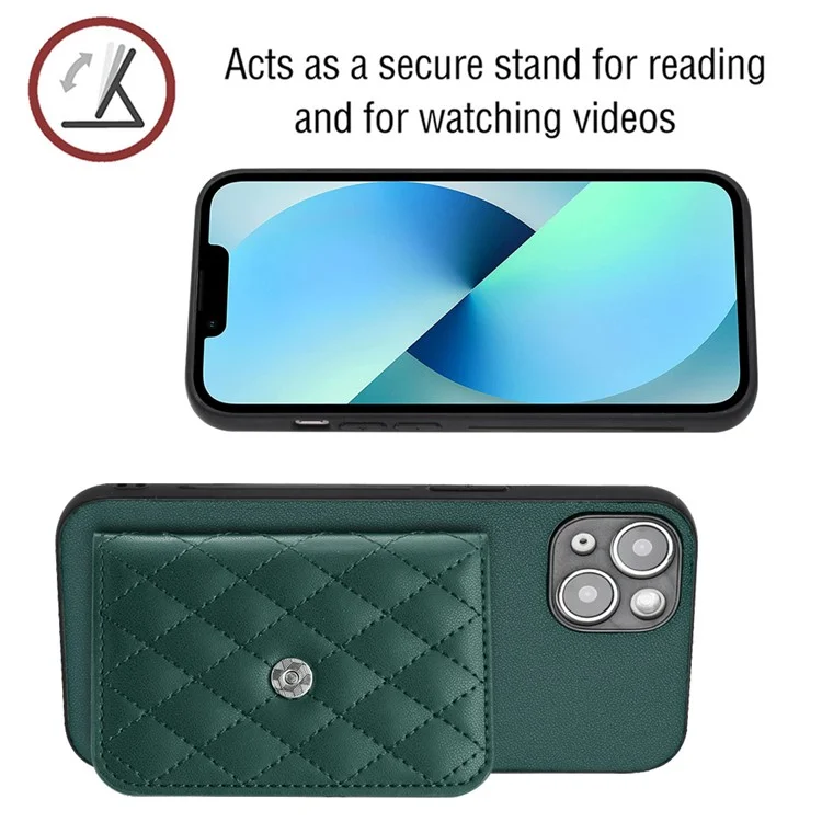 Série de revêtement en cuir YB pour iPhone 13 6.1 pouces Étui pour téléphone portable Sac porte-cartes de blocage RFID Couvercle anti-rayures - Vert