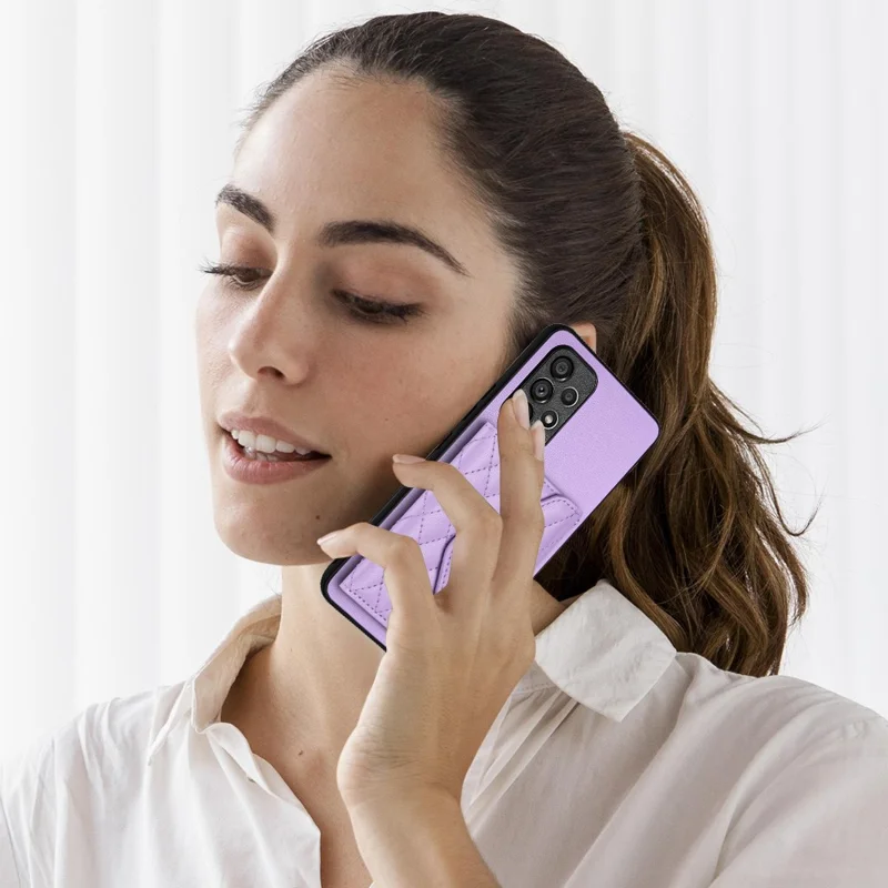 YB Leather Coating Series-8 For Samsung Galaxy A52 4G / 5G / A52s 5G Case RFID Blocking Phone Cover - Purple