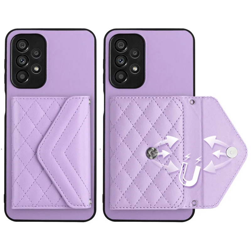 YB Leather Coating Series-8 For Samsung Galaxy A52 4G / 5G / A52s 5G Case RFID Blocking Phone Cover - Purple