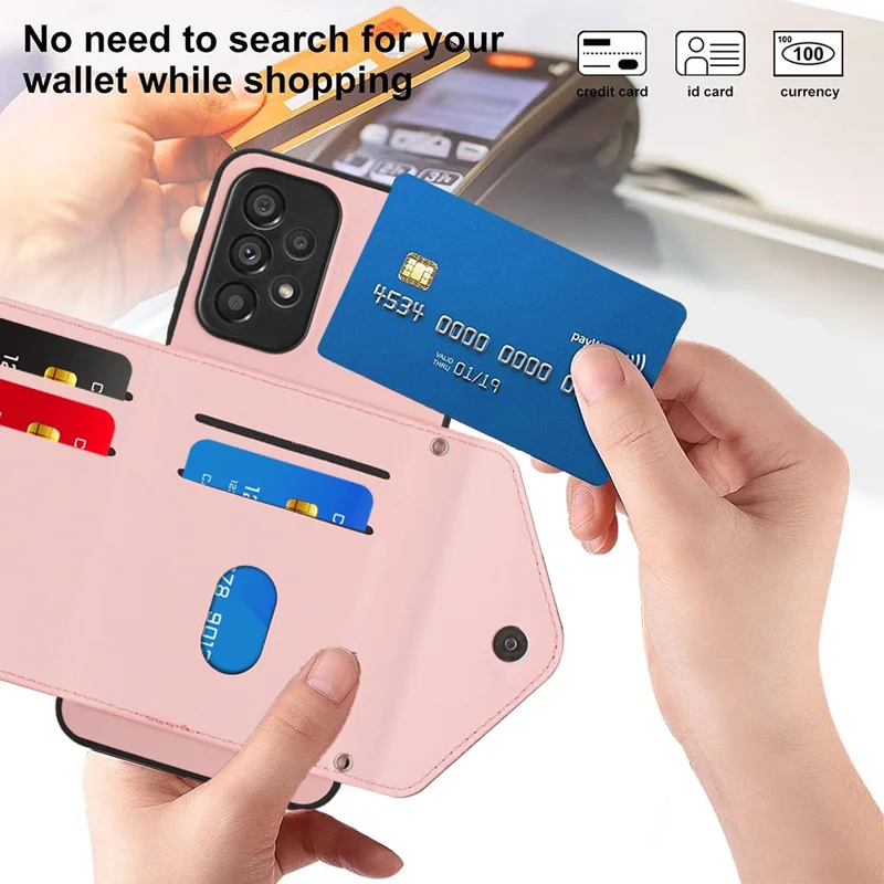 Кожаная серия YB Coating Series-8 для Samsung Galaxy A52 4G / 5G / A52s 5G Чехол с блокировкой RFID Защитная крышка телефона - Розовый