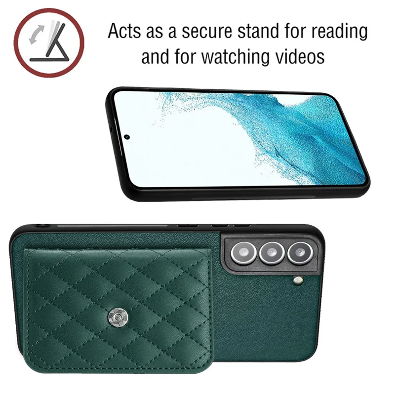 YB Leather Coating Series-8 For Samsung Galaxy S22+ 5G Case RFID Blocking Card Slots Mobile Phone Cover - Green