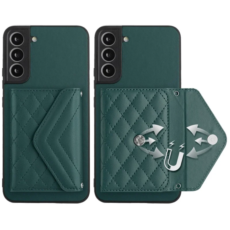 YB Leather Coating Series-8 For Samsung Galaxy S22+ 5G Case RFID Blocking Card Slots Mobile Phone Cover - Green
