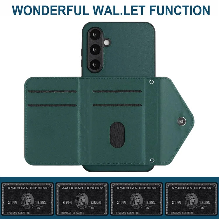 YB Leather Coating Series-8 For Samsung Galaxy S23 FE RFID Blocking Case Card Bag Kickstand Phone Cover - Verde