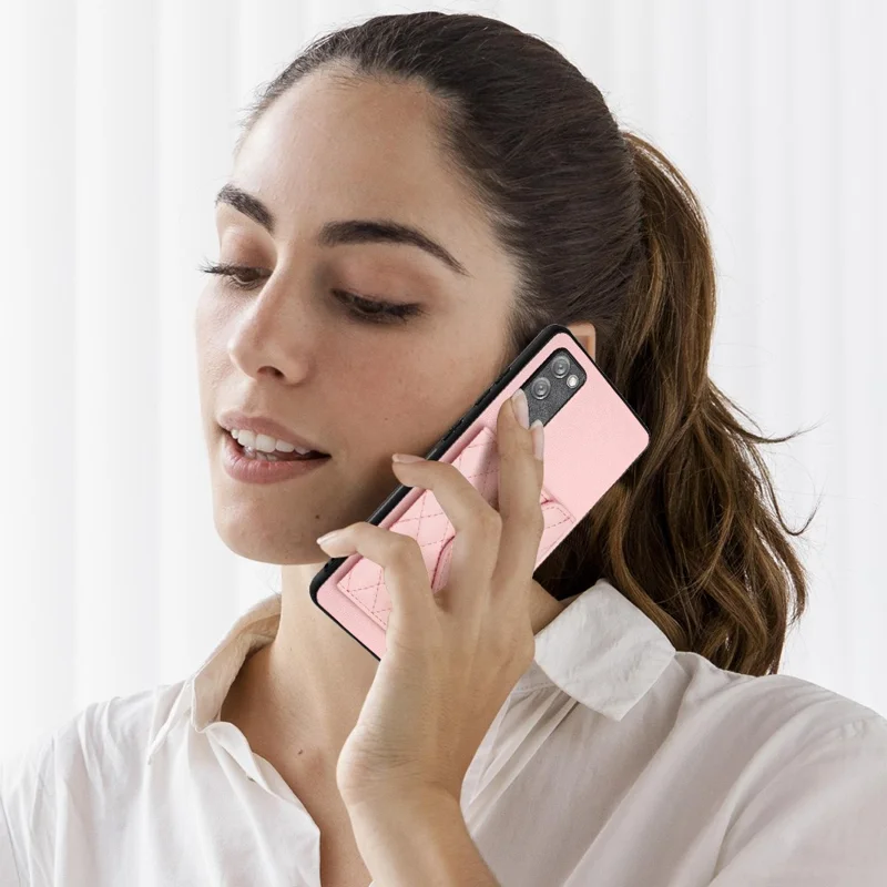YB Leather Coating Series-8 For Samsung Galaxy S20 FE/ S20 FE 5G / S20 Lite / S20 FE 2022 Case Card Bag Phone Cover - Pink