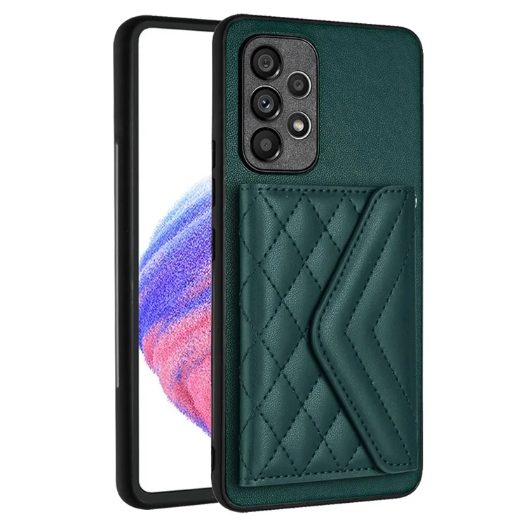 YB Leather Coating Series-8 For Samsung Galaxy A53 5G Case Leather+TPU Card Bag Anti-shock Phone Cover - Green