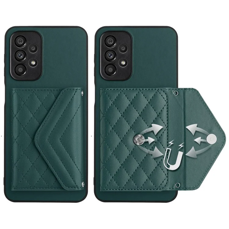 YB Reator de Como Serie-8 Para Samsung Galaxy A53 5G Case de Cuero+tpu Tarjeta Bolsa Teléfono Anti-shock Cover - Verde