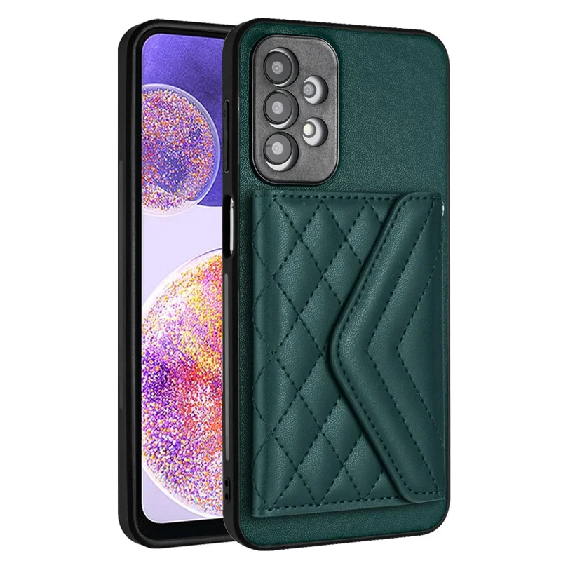 YB Leather Coating Series-8 For Samsung Galaxy A13 4G Cover Drop Resistant Card Bag Phone Case - Green