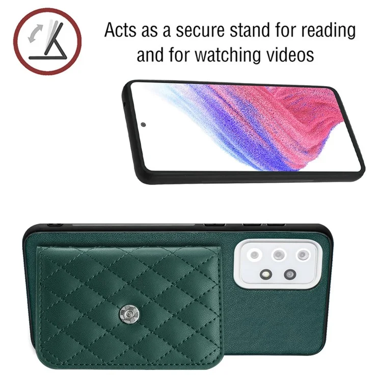 YB Leather Coating Series-8 Étui en cuir anti-choc pour Samsung Galaxy A33 5G Housse en TPU avec porte-cartes - Vert