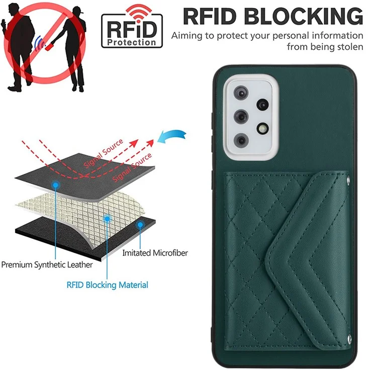 YB Leather Coating Series-8 Étui en cuir anti-choc pour Samsung Galaxy A33 5G Housse en TPU avec porte-cartes - Vert
