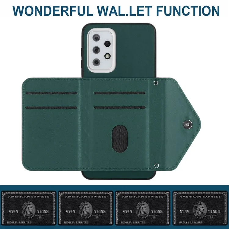 YB Leather Coating Series-8 Étui en cuir anti-choc pour Samsung Galaxy A33 5G Housse en TPU avec porte-cartes - Vert