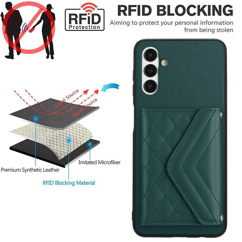 YB Leather Coating Series-8 Para Samsung Galaxy A13 5G / A04s 4G (164,7 x 76,7 x 9,1 Mm) Tampa Anti-arranhão - Verde