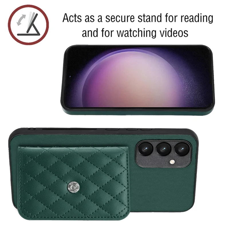 YB Leather Coating Series-8 For Samsung Galaxy A34 5G Case Card Slots Phone Cover RFID Blocking - Green