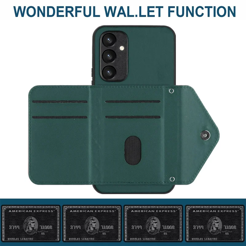 YB Leather Coating Series-8 For Samsung Galaxy A34 5G Case Card Slots Phone Cover RFID Blocking - Green
