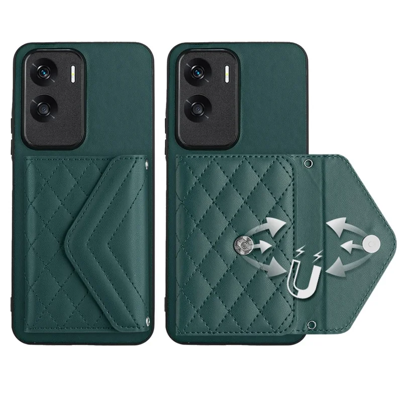 YB Leather Coating Series-8 For Honor X50i 5G / 90 Lite 5G Phone Card Case Kickstand Back Cover - Green