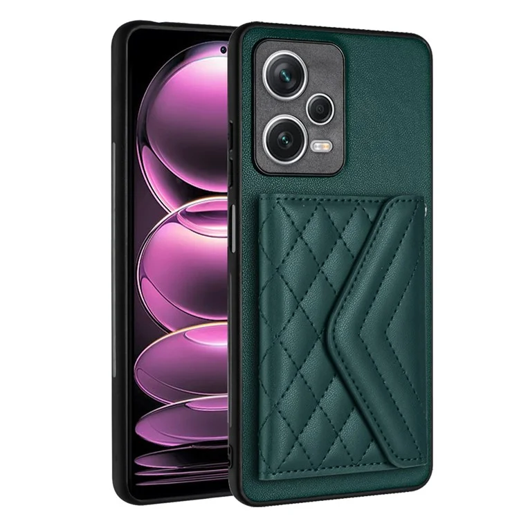 Serie de recubrimiento de cuero YB-8 para Xiaomi Redmi Note 12 Pro 5G Carcasa con soporte para tarjetas y cubierta de teléfono - Verde