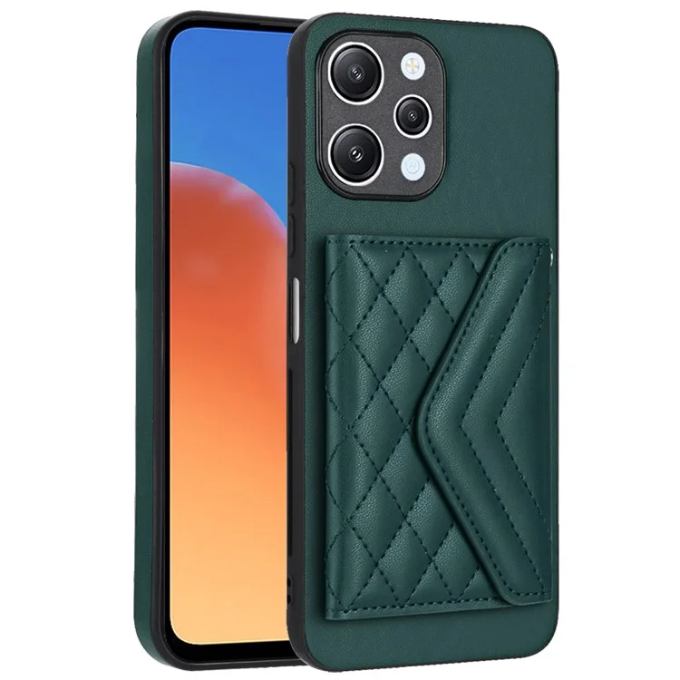 YB Leather Coating Series-8 For Xiaomi Redmi 12 4G Phone Case RFID Blocking Card Slots - Green