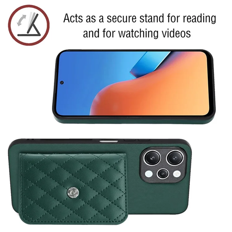 YB Leather Coating Series-8 For Xiaomi Redmi 12 4G Phone Case RFID Blocking Card Slots - Green