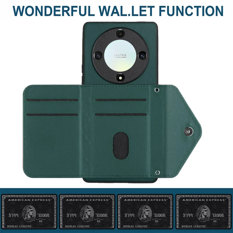 YB Leather Coating Series-8 Per Honor X9a 5G / Magic5 Lite 5G Cover RFID Blocking Phone Card Case - Verde