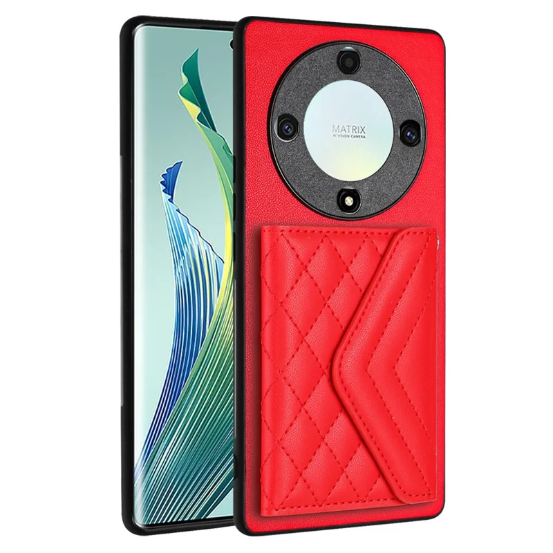 YB Leather Coating Series-8 For Honor X9a 5G / Magic5 Lite 5G Cover RFID Blocking Phone Card Case - Red