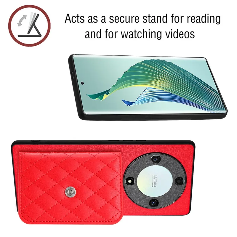 YB Leather Coating Series-8 For Honor X9a 5G / Magic5 Lite 5G Cover RFID Blocking Phone Card Case - Red