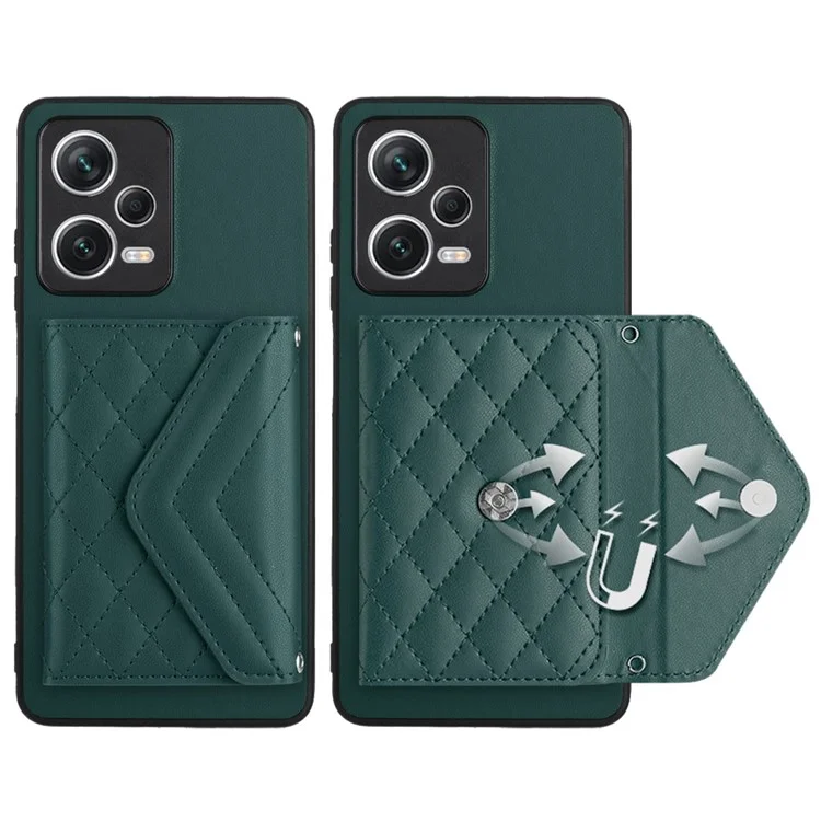 YB Leather Coating Series-8 For Xiaomi Redmi Note 12 5G (India) / Poco X5 5G Phone Case with Card Slots - Green