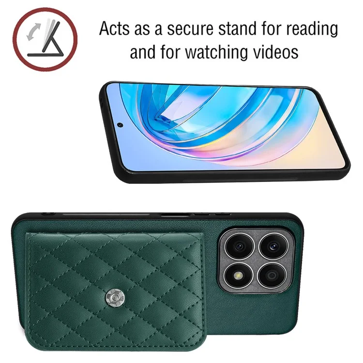 Serie YB Leather Coating-8 para Honor X8a 4G Funda con Soporte, Cubierta de Cuero con Bloqueo RFID - Verde