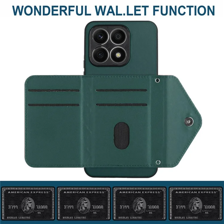 Serie YB Leather Coating-8 para Honor X8a 4G Funda con Soporte, Cubierta de Cuero con Bloqueo RFID - Verde