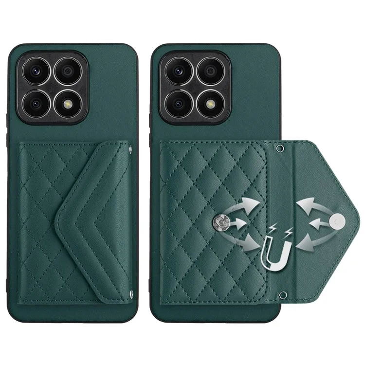 Serie YB Leather Coating-8 para Honor X8a 4G Funda con Soporte, Cubierta de Cuero con Bloqueo RFID - Verde