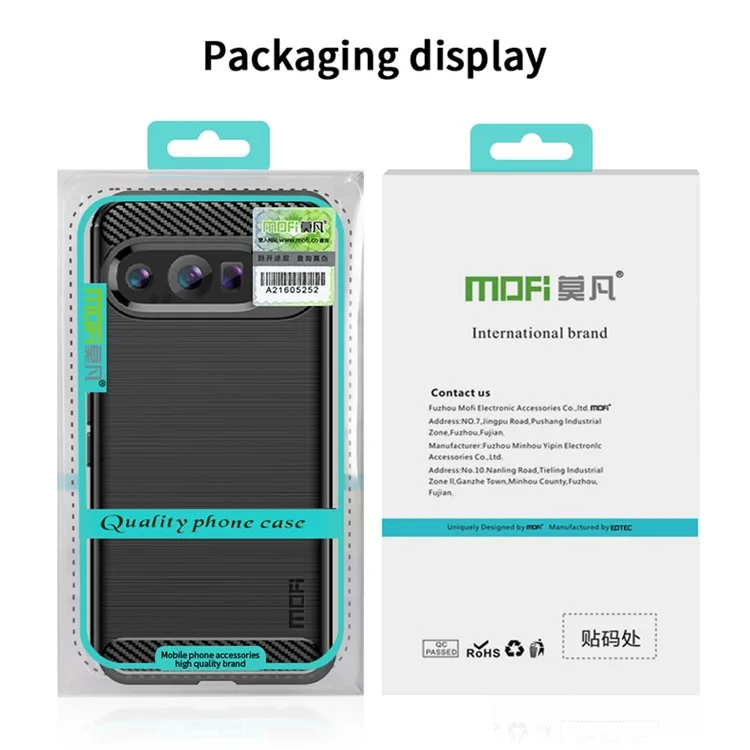 MOFI JK TPU Series-1 для чехла Google Pixel 9, тонкий чехол для телефона, с текстурой под углеволокно - черный