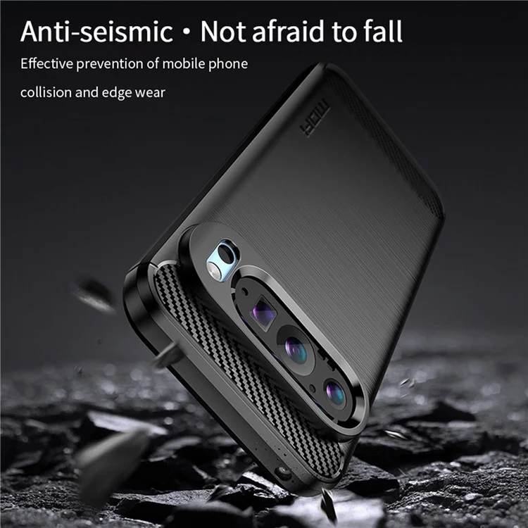 MOFI JK TPU Series-1 для чехла Google Pixel 9, тонкий чехол для телефона, с текстурой под углеволокно - черный