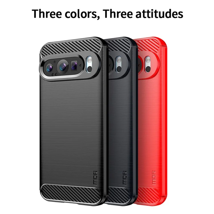 MOFI JK TPU Series-1 для чехла Google Pixel 9, тонкий чехол для телефона, с текстурой под углеволокно - черный