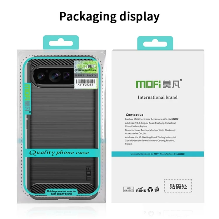 MOFI JK TPU Series-1 для Google Pixel 9 Pro Гибкий TPU Чехол для телефона с текстурой под углеродное волокно - Черный