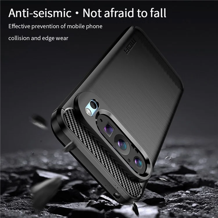 MOFI JK TPU Series-1 для Google Pixel 9 Pro Гибкий TPU Чехол для телефона с текстурой под углеродное волокно - Черный