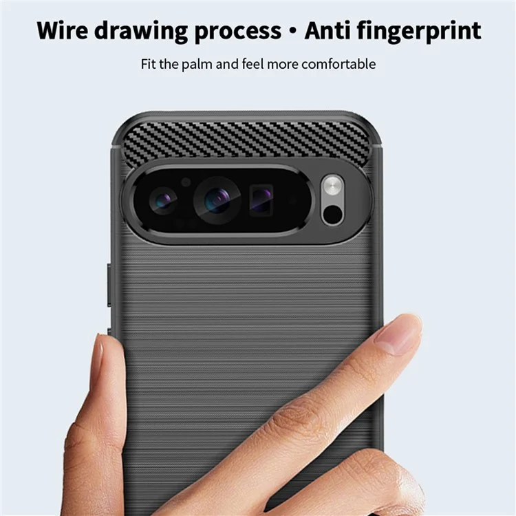 MOFI JK TPU Series-1 для Google Pixel 9 Pro Гибкий TPU Чехол для телефона с текстурой под углеродное волокно - Черный