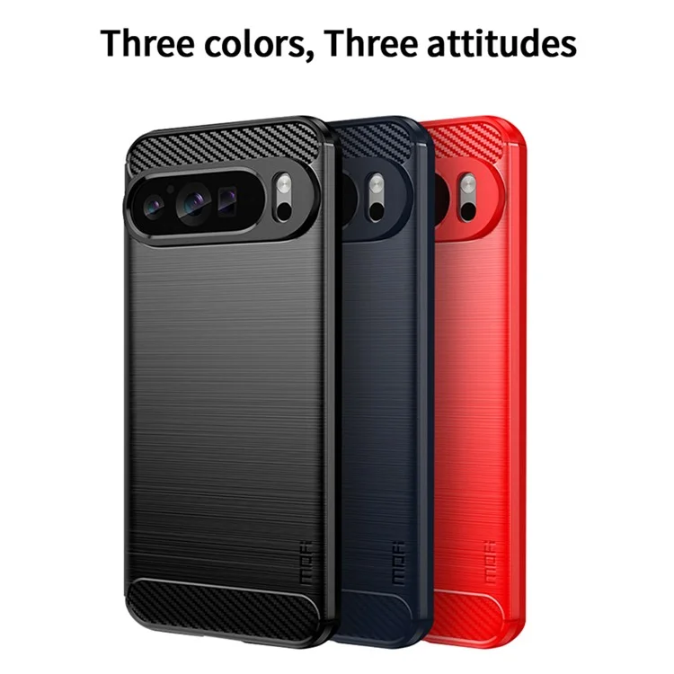 MOFI JK TPU Series-1 для Google Pixel 9 Pro Гибкий TPU Чехол для телефона с текстурой под углеродное волокно - Черный