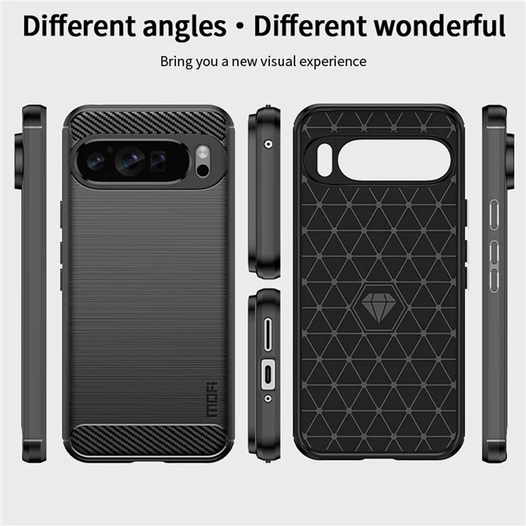 MOFI JK TPU Series-1 для Google Pixel 9 Pro Гибкий TPU Чехол для телефона с текстурой под углеродное волокно - Черный