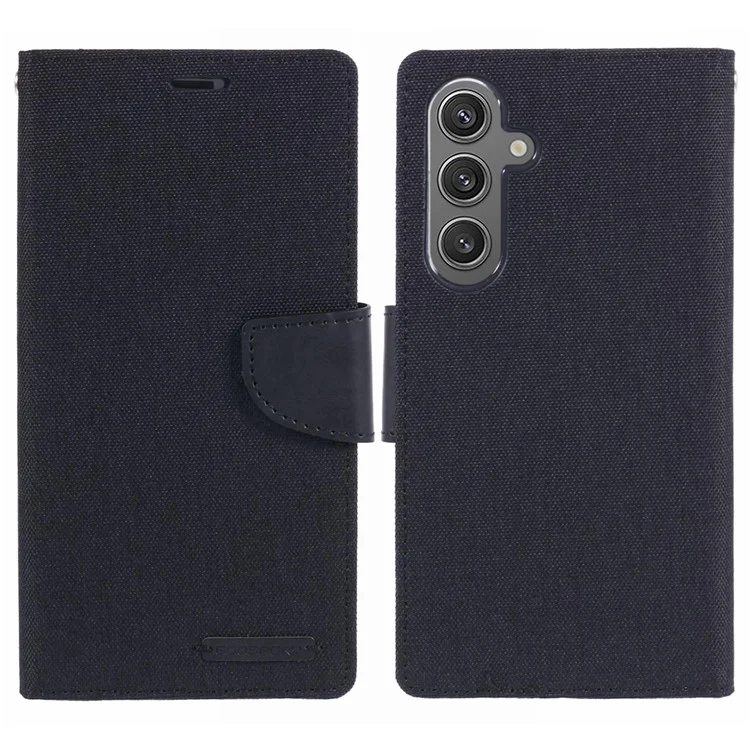 MERCURY GOOSPERY Para Samsung Galaxy S24+ Capa Flip Carteira Textura de Canvas Couro PU - Preto