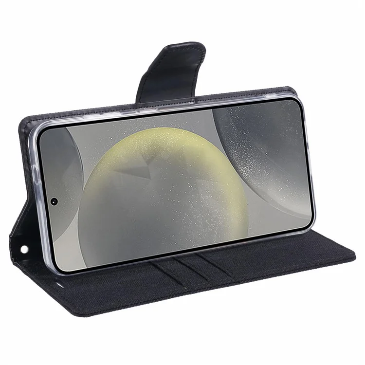 MERCURY GOOSPERY Para Samsung Galaxy S24+ Capa Flip Carteira Textura de Canvas Couro PU - Preto