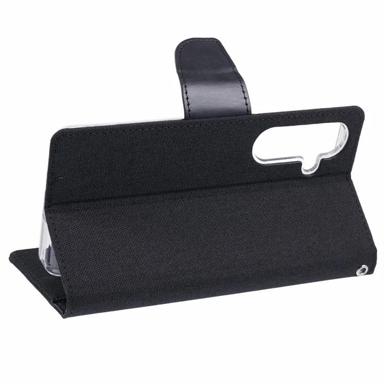 MERCURY GOOSPERY Para Samsung Galaxy S24+ Capa Flip Carteira Textura de Canvas Couro PU - Preto