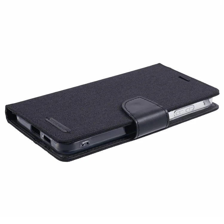 MERCURY GOOSPERY Para Samsung Galaxy S24+ Capa Flip Carteira Textura de Canvas Couro PU - Preto