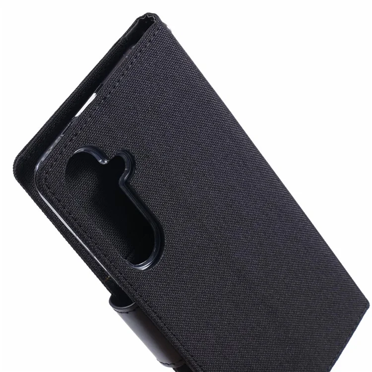 MERCURY GOOSPERY Para Samsung Galaxy S24+ Capa Flip Carteira Textura de Canvas Couro PU - Preto