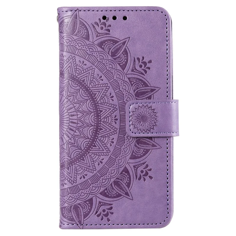 For Xiaomi Redmi A3 / Poco C61 4G Case Mandala Flower Imprinted Drop Resistant Leather Phone Wallet Cover - Purple