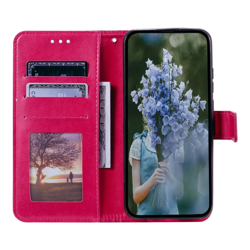 For Xiaomi Redmi A3 / Poco C61 4G Case Mandala Flower Imprinted Drop Resistant Leather Phone Wallet Cover - Rose