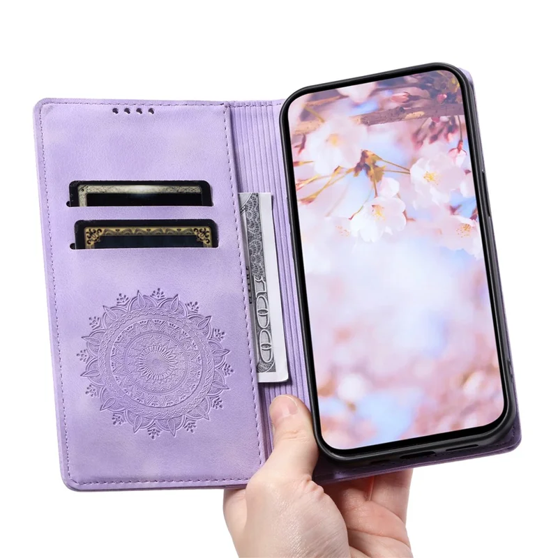 For Honor X8b 4G Wallet Phone Cover Imprinted Flower Pattern Leather Case - Purple