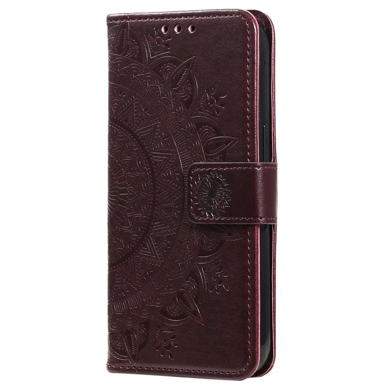 Für Motorola Moto E14 4G / G04 4G / G04s 4G / G24 4G Hülle PU-Leder Mandala-Muster Wallet Flip Cover - Braun