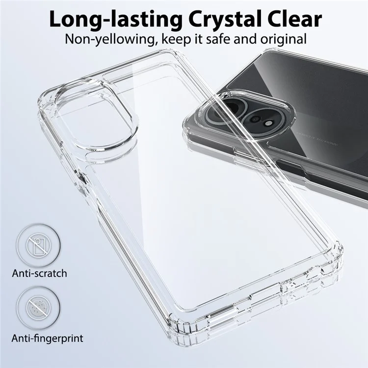 For Oppo A58 4G Case Transparent TPU+Acrylic Mobile Phone Cover