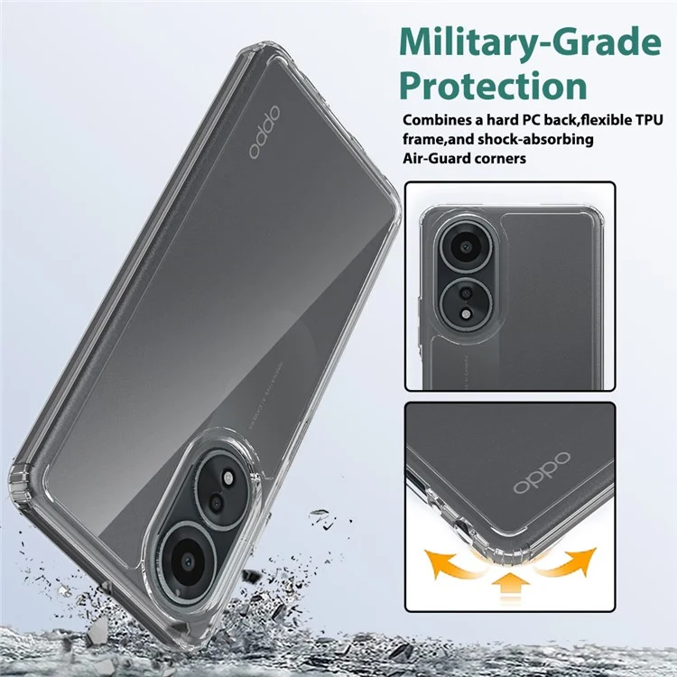 For Oppo A58 4G Case Transparent TPU+Acrylic Mobile Phone Cover
